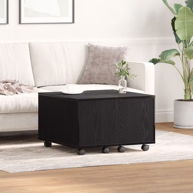 Berkfield Home Modern Square Coffee Table in Black Oak, W/D/H: 60 x 60 x 38 cm
