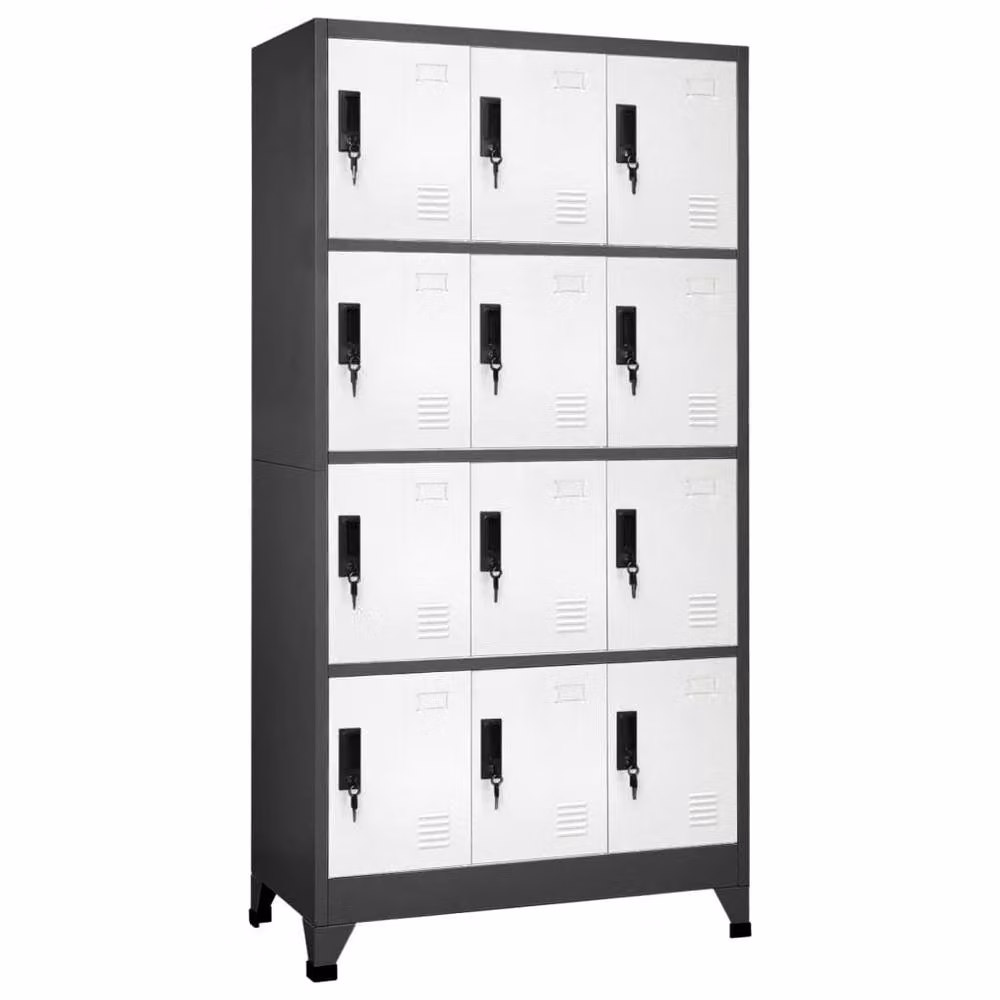 Berkfield Home Metal Locker Cabinet in Anthracite and White, W/D/H: 90 x 45 x 180 cm – 2