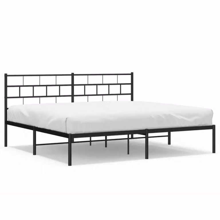 Berkfield Home Metal Bed Frame with Headboard in Black W/D/H: 193 x 203 cm