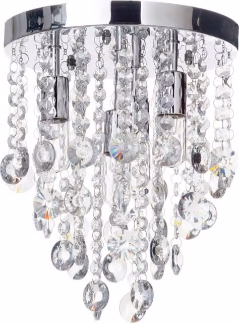 Litecraft Turin 4 Light Circular Semi Flush Bathroom Ceiling Light in Chrome
