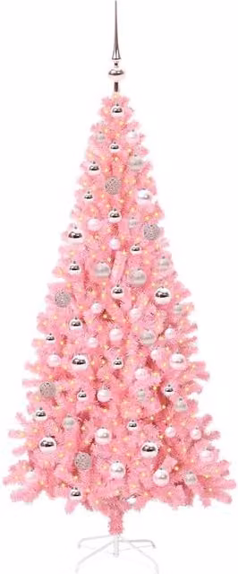 Berkfield Home Lush Pink Christmas Tree with 300 LEDs and Stand, Height: 180 cm