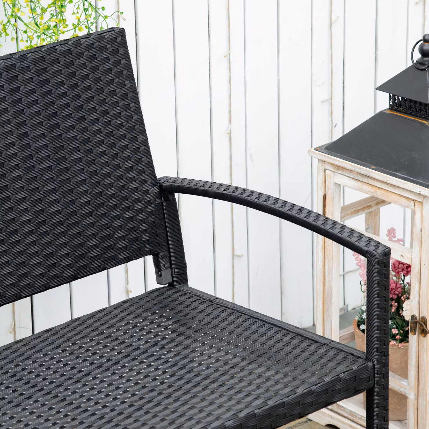 Outsunny 2-Seater Rattan Loveseat in Black – 5