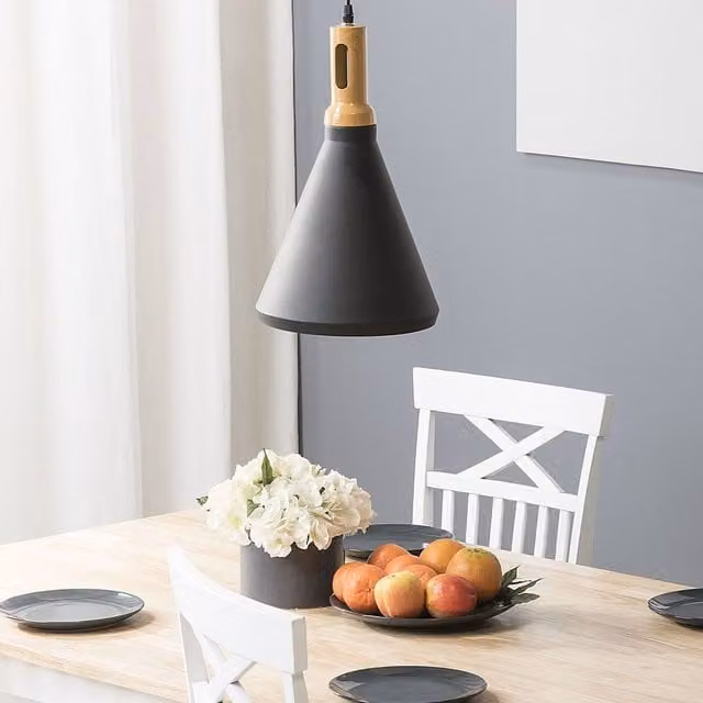 Wyld and Coco Nordic Glow Cone Pendant Lamp in Matte Black Aluminium with Gold Interior – 1