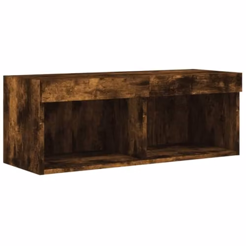 vidaXL Modern Wall Mounted TV Cabinet with Integrated LED Lights in Brown Oak, W/D/H: 80 x 30 x 30 cm