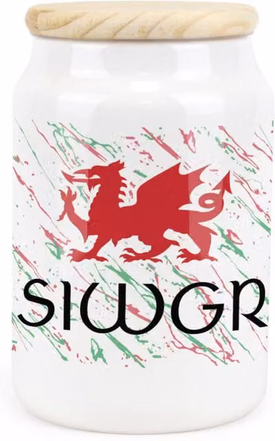Purely Home Welsh Dragon Ceramic Sugar Storage Canister, Red and White