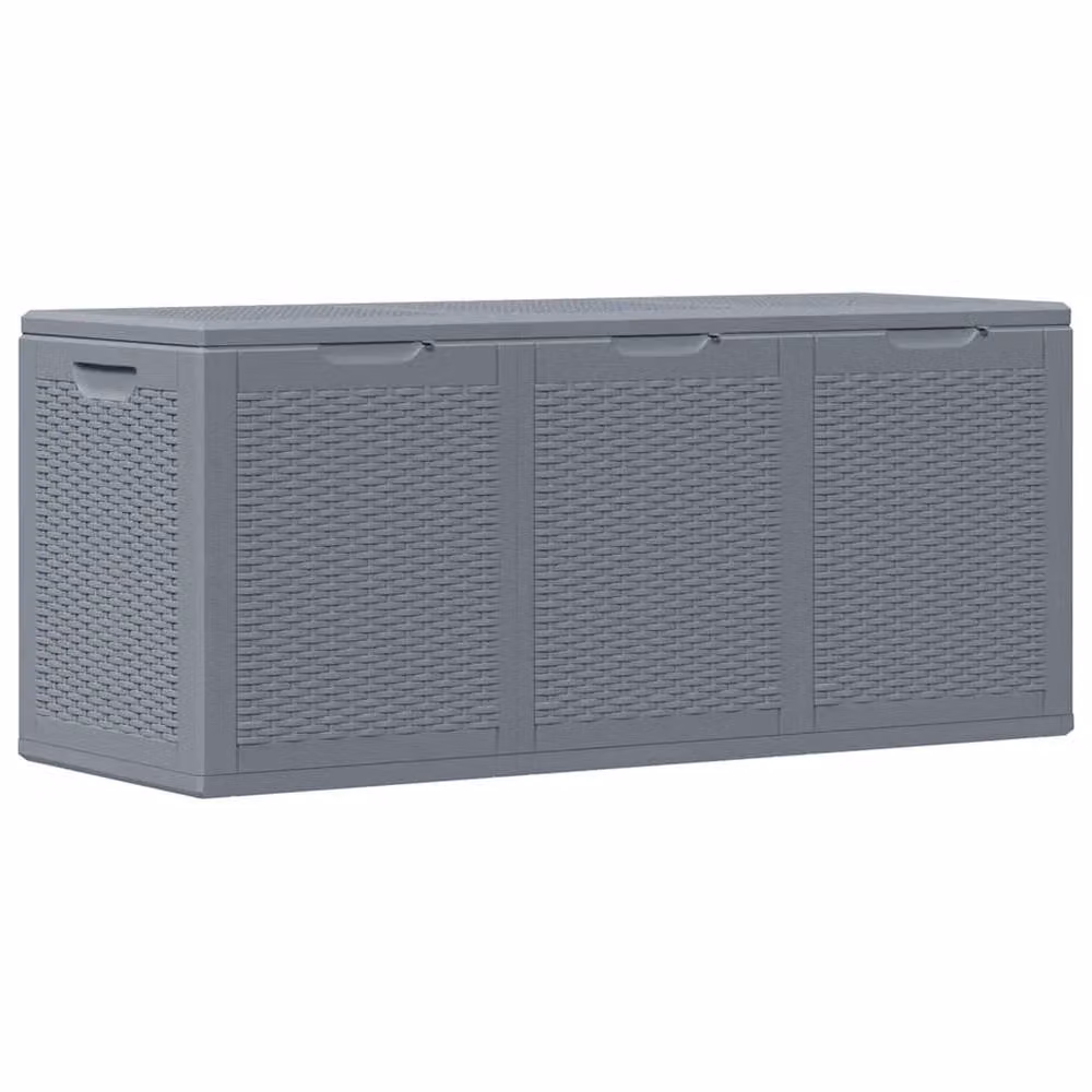 Berkfield Home Garden Storage Box in Grey Rattan Plastic, W/D/H: 118.5 x 44.5 x 51.0 cm – 3