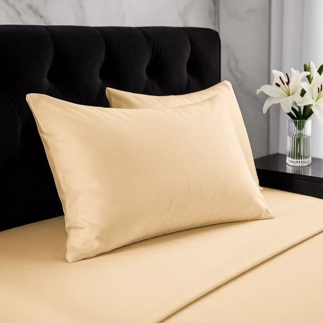 Snug City Microfibre Soft Touch Plain Dyed Housewife Pillowcase Pair in Beige