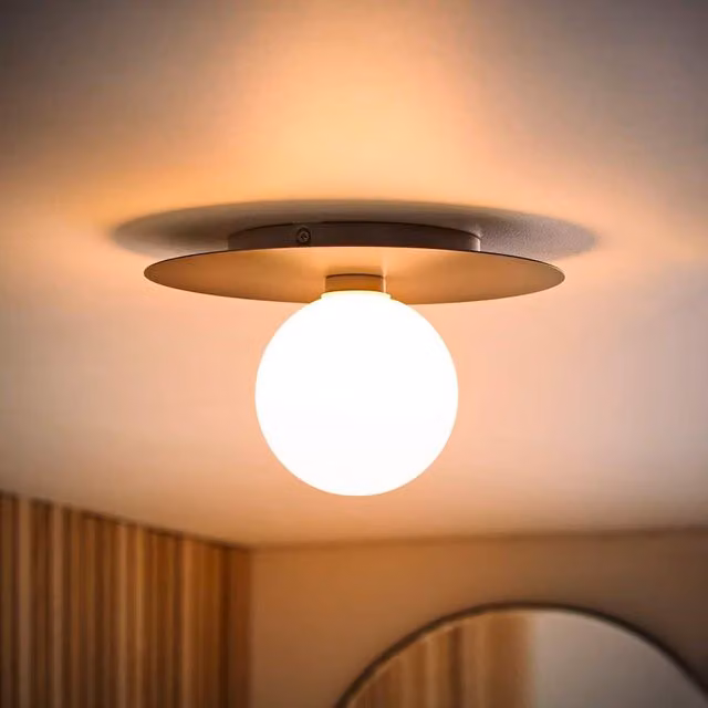 ValueLights Darla Frosted Globe Ceiling Light in Blue and Gold/Brass