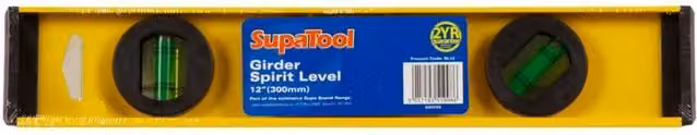 SupaTool Aluminium Girder Spirit Level, Yellow, 30 cm – 1