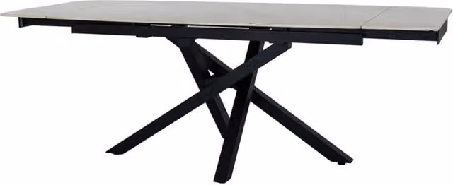 KDMD Romanby Stone Effect Extending Dining Table, Beige, W: 150-210 cm, D: 90 cm, H: 76 cm