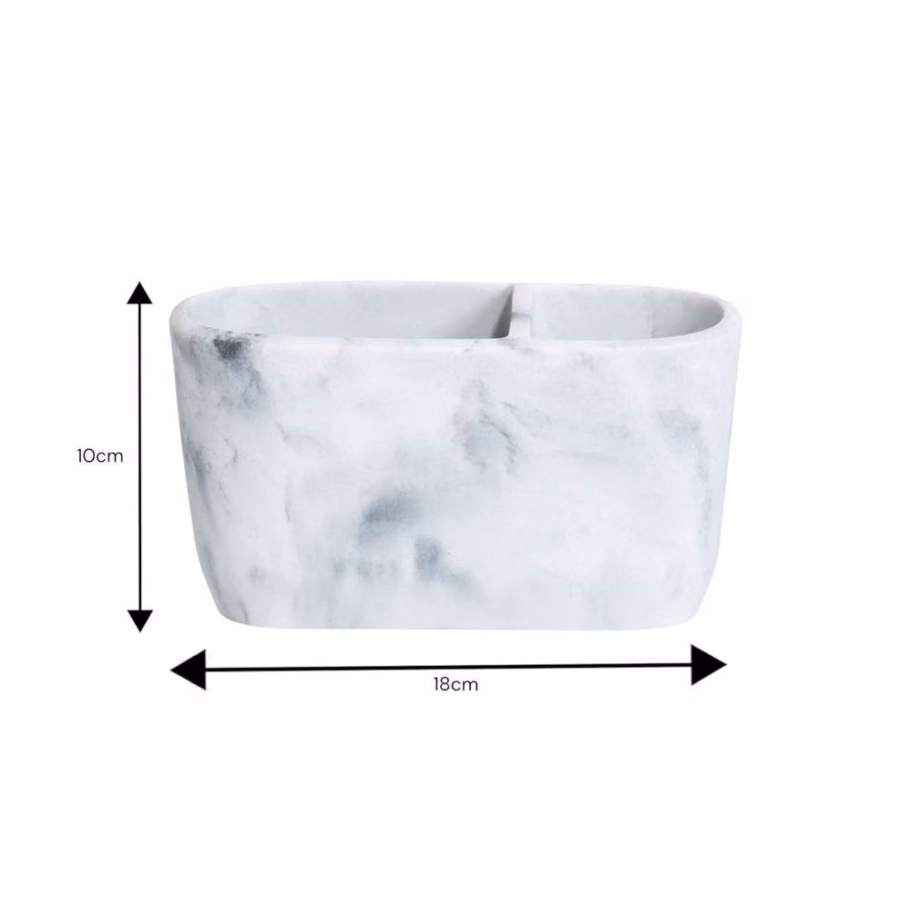 Showerdrape Octavia White Resin Bathroom Accessory Set including Soap Dish and Toothbrush Holder – 4