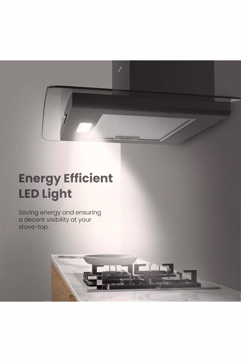 Living and Home Black Wall-Mounted Chimney Cooker Hood with 3-Speed Modes, Width: 60 cm – 3
