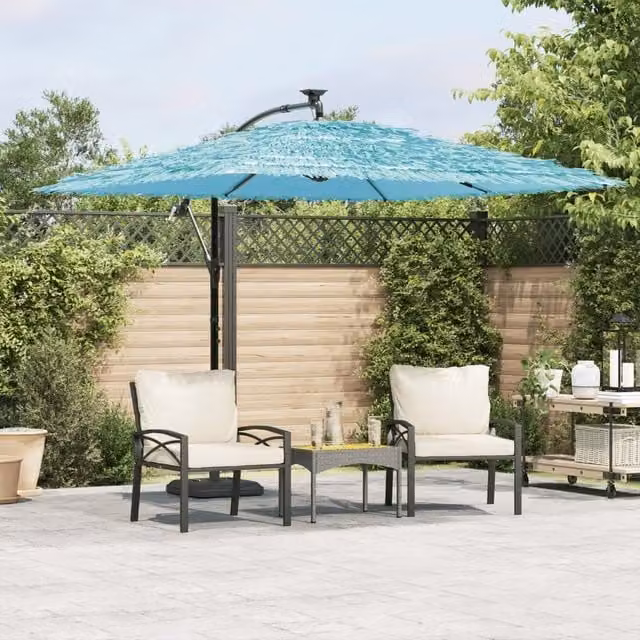Berkfield Home Blue Garden Parasol with Steel Pole, W/D/H: 269 x 269 x 235 cm – 1