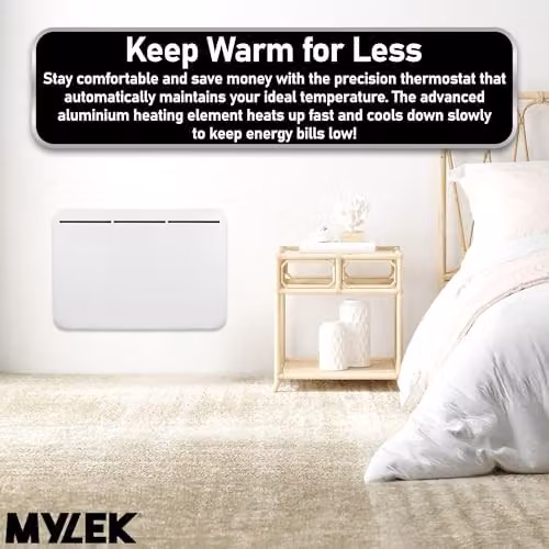 Mylek 1.5kW Electric Panel Heater Radiator, White, W: 64.5 cm, H: 43.0 cm, D: 11.5 cm – 4