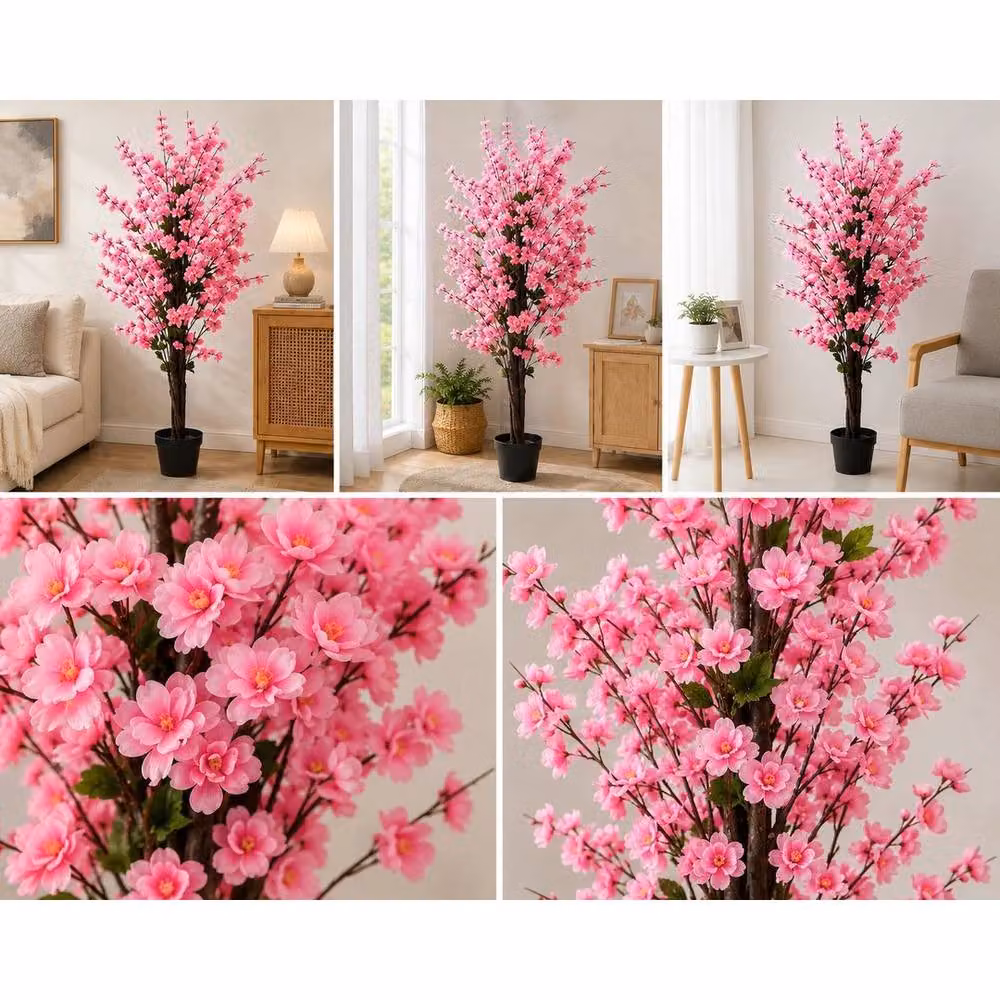 PAWNORA Pink Artificial Cherry Blossom Tree, Height: 120 cm – 3