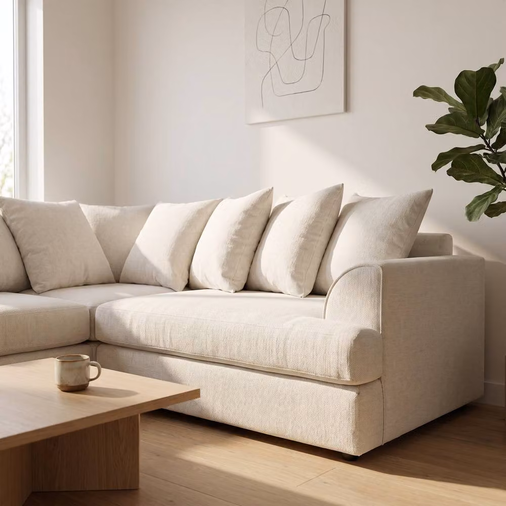 Abakus Direct Ferguson Relaxed Linen L-Shape Corner Sofa in Beige – 3