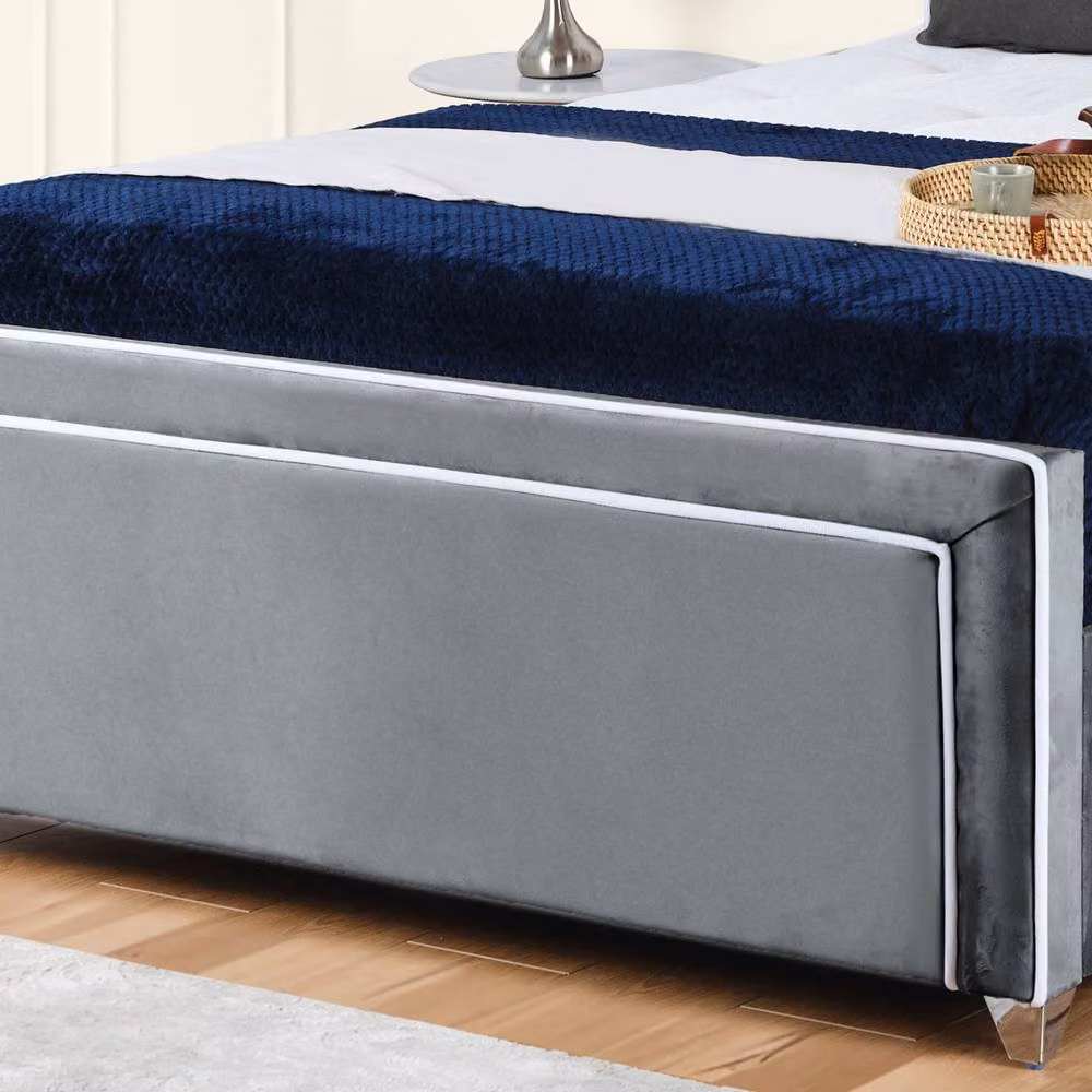 UK Bed Furniture Ariana Ottoman Gas Lift Upholstered Velvet Bed in Anthracite Grey, Size: Double (140 x 200 cm) – 3