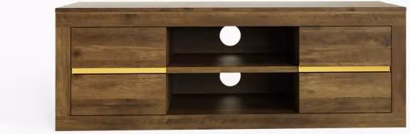 GFW Astley 4 Drawer TV Unit in Wild Oak with Gold Details