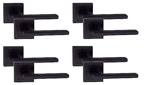 Golden Grace Leon Straight Door Handles in Matt Black, 4 Pairs