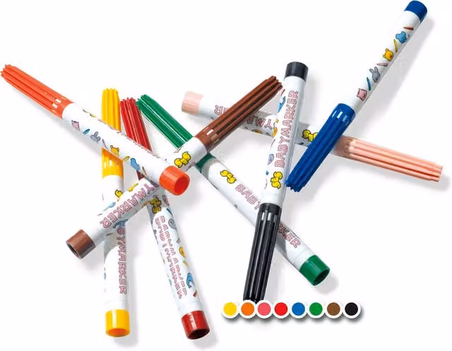 SES My First Baby Washable Markers, 8 Colours, Blue and Multicolour