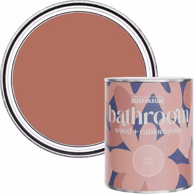 Rust-Oleum Moisture Resistant Bathroom Wood and Cabinet Paint in Matt Finish, Pink, 0.75 l – 1