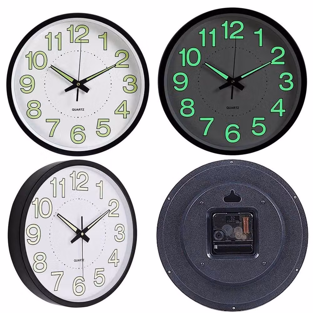 FLAVORA Modern Round Illuminated Digital Wall Clock in Black, Diameter: 30 cm – 3