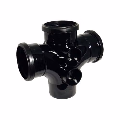 FloPlast 92.5 Degree Double Branch Soil Pipe in Black – 1