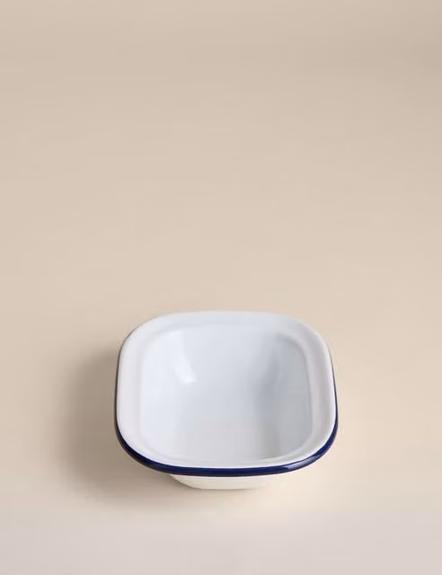M&S Enamel Pie Dish in Blue and White, 20 cm