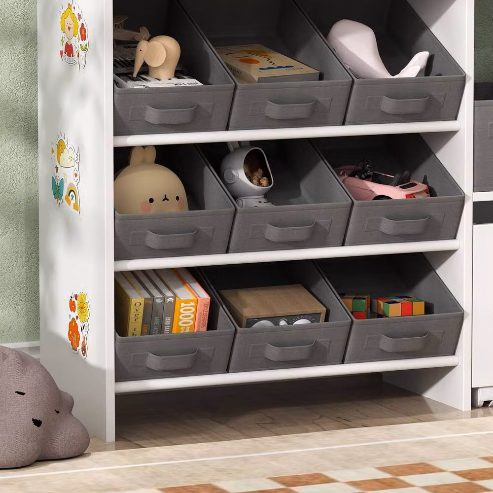 STILVORA Kids Storage Unit with 11 Bins and Cabinet in White – 5