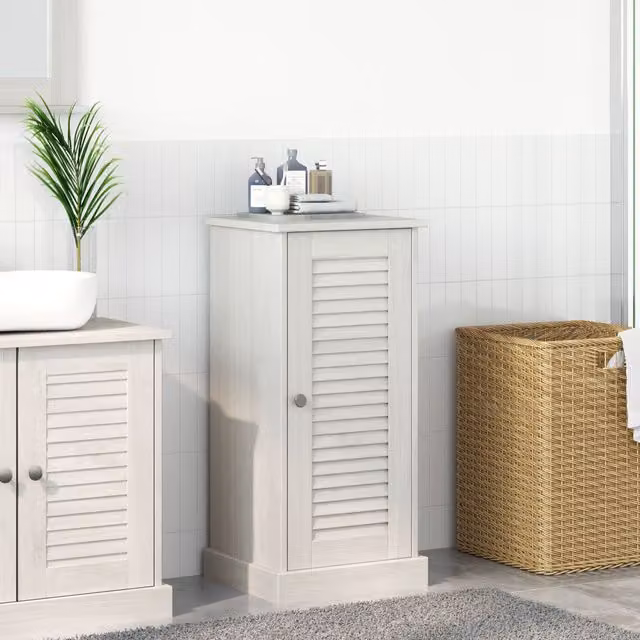 Berkfield Home Antique White MDF Bathroom Cabinet with Open Shelf and Hinged Doors