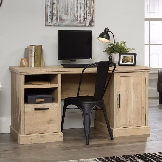 Teknik Modern Brown Oak Wood Computer Desk