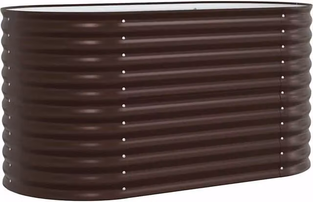Berkfield Home Garden Brown Galvanised Steel Raised Bed, W/D/H: 160 x 80 x 81 cm