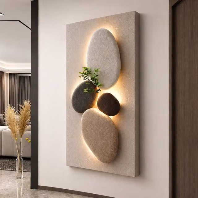Mafett Modern Pebble Abstract Canvas Wall Art Print in Beige – 1
