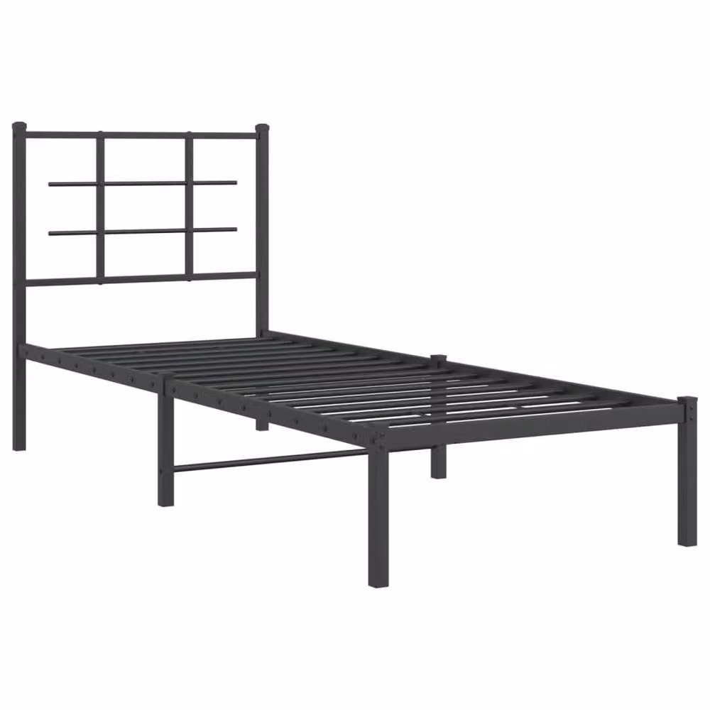 Berkfield Home Metal Bed Frame with Headboard, Black, W: 75 cm, L: 190 cm – 3