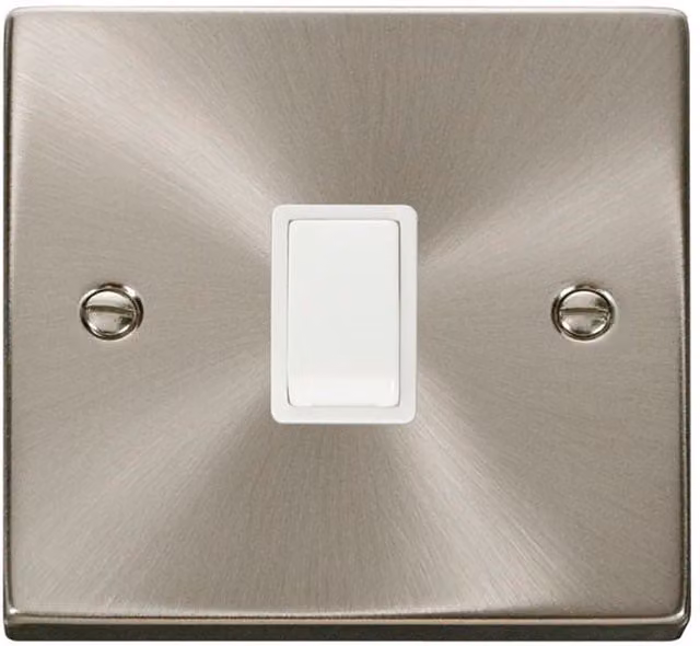 SE HOME Satin Brushed Chrome 1 Gang 20A DP Surface Switch with White Plate