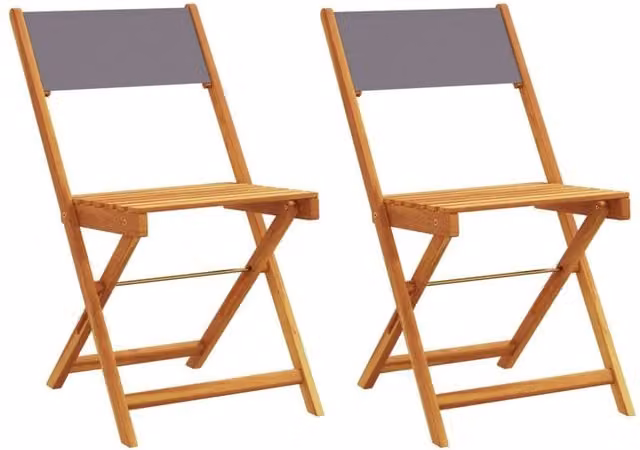 Berkfield Home Bistro Chairs Set of 2 in Anthracite Acacia Wood and Fabric – 1