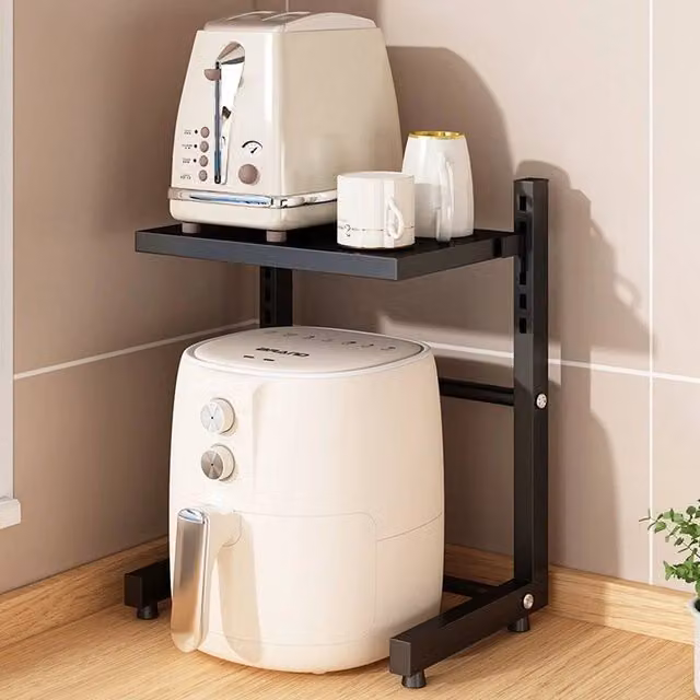 EONLION Black 2-Tier Metal Tabletop Kitchen Organiser Rack with Adjustable Shelves, Width: 100 cm – 1