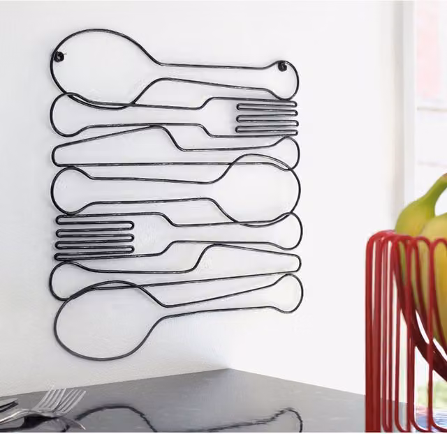 Art for the Home Dinner Time Metal Wall Art in Grey and Black