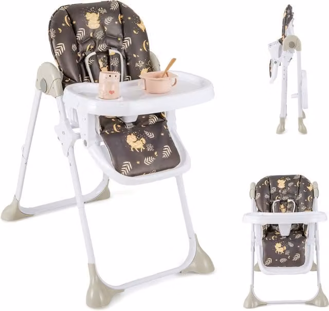 COSTWAY Folding Baby Highchair with Recline Footrest - Black
