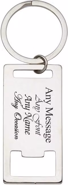 Uniqueful Personalised Engraved Rectangular Metal Bottle Opener Keyring in Silver