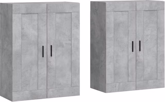 Berkfield Home Set of 2 Wall Mounted Cabinets in Concrete Grey Matt MDF