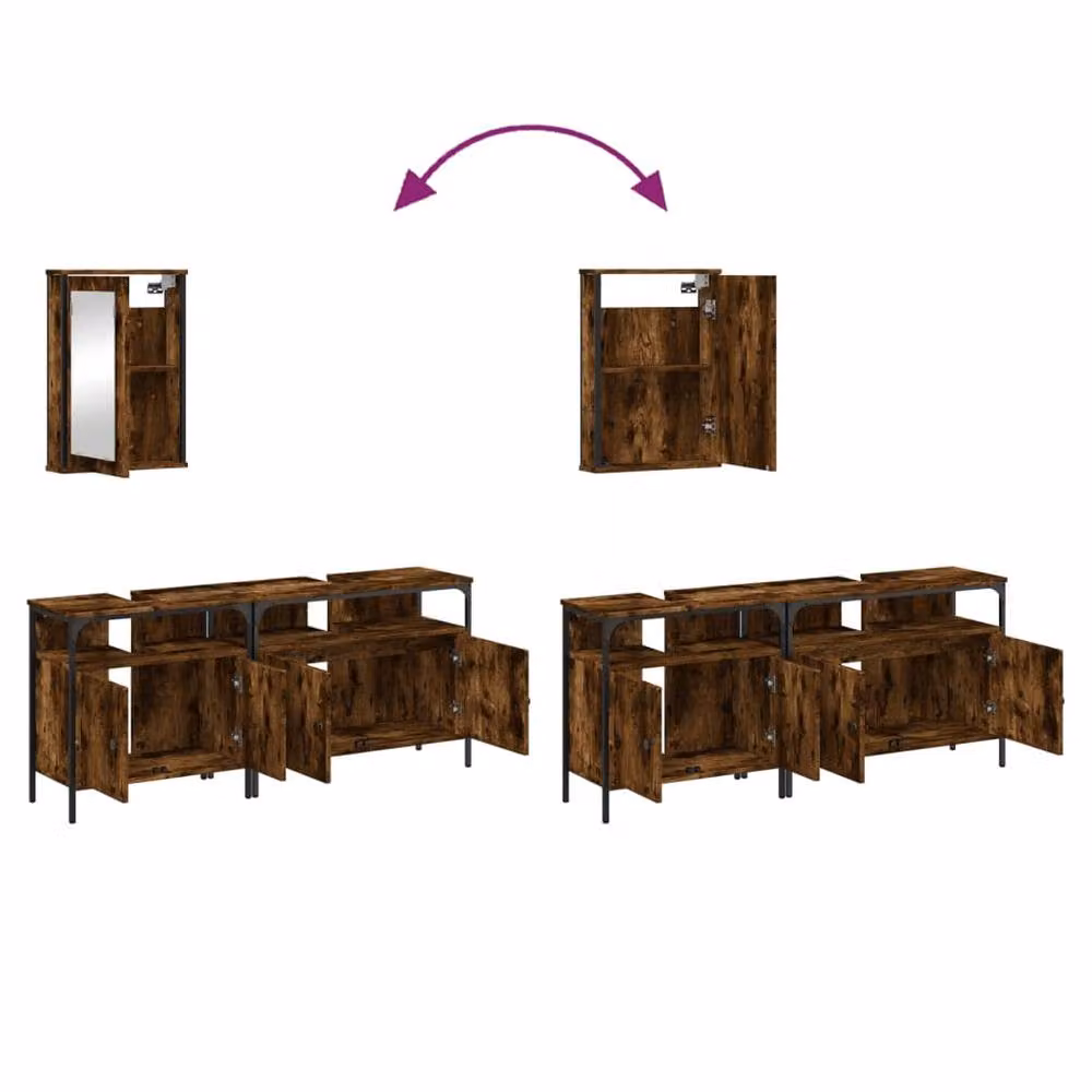 Berkfield Home 3 Piece Industrial Bathroom Furniture Set in Smoked Oak Brown – 4