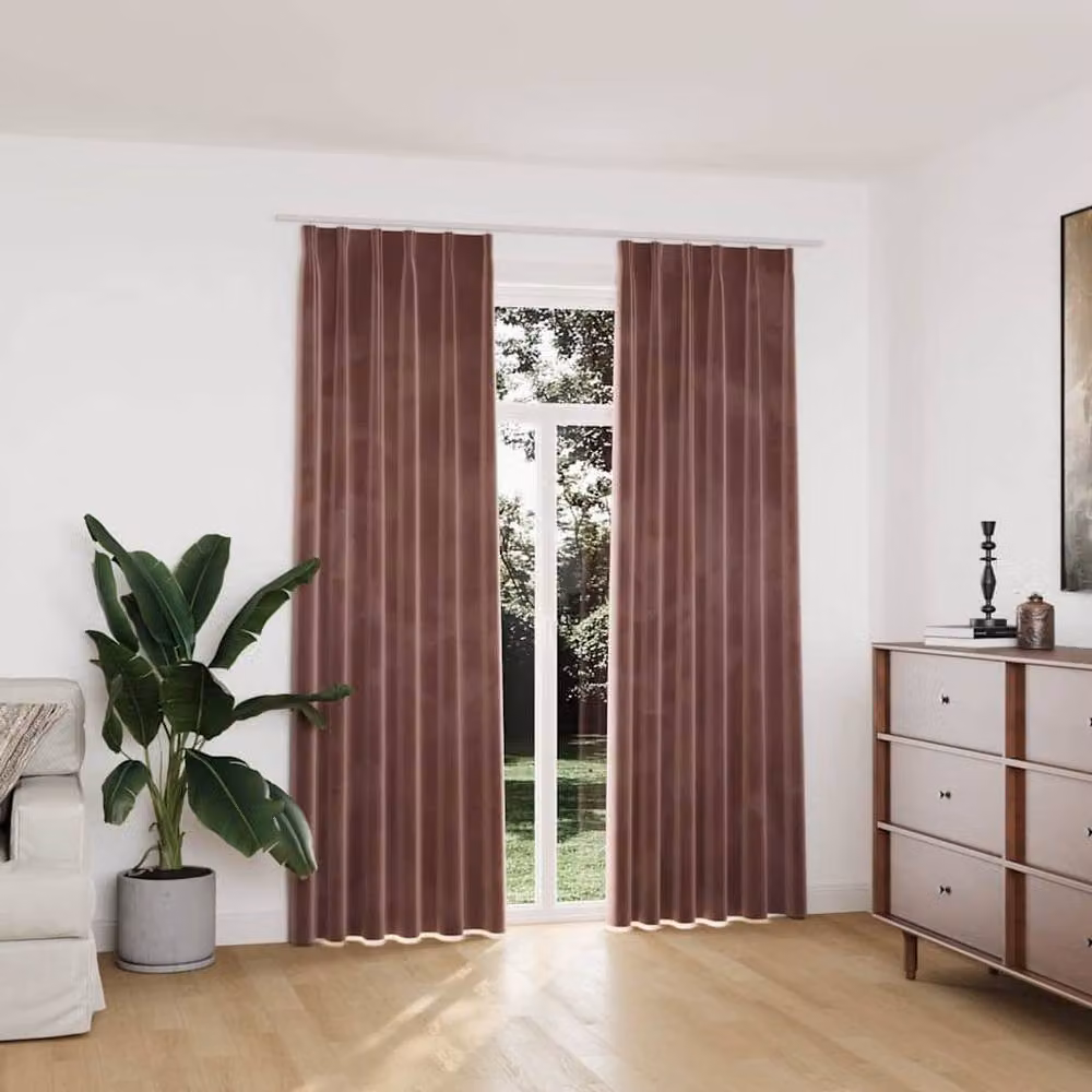 Berkfield Home Elegant Velvet Blackout Curtains, 2 Pack, Antique Pink – 2