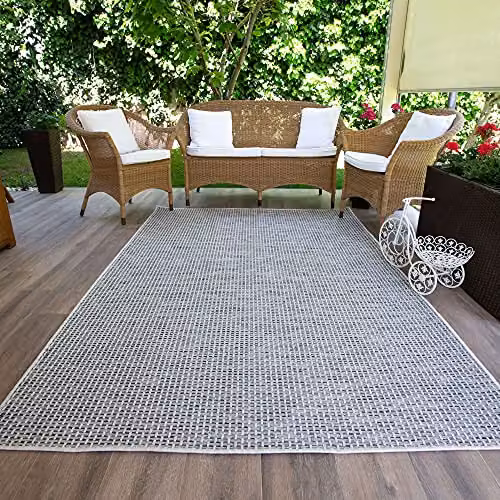 THE RUGS Cream Solid Design Indoor and Outdoor Rug, W/D/H: 200 x 290 cm – 5