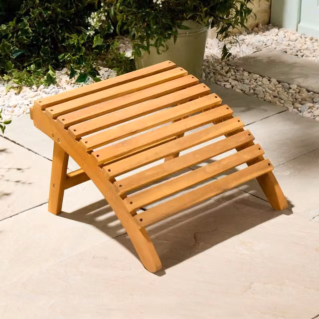 VonHaus Hudson Adirondack Acacia Wood Outdoor Footstool in Brown – 1