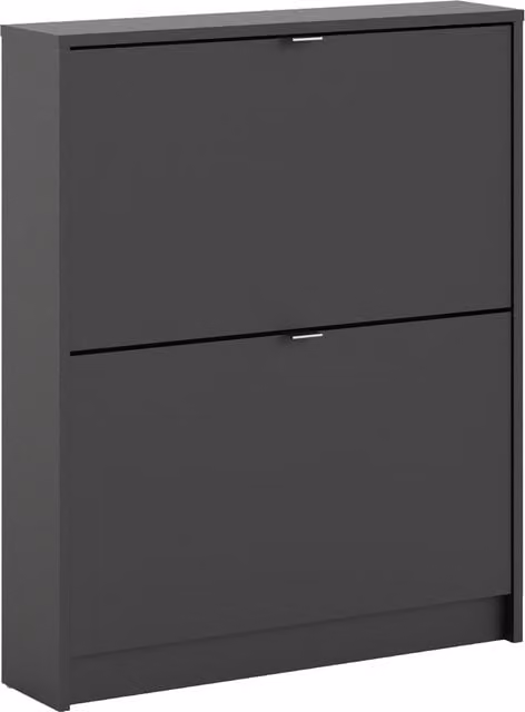 Furniture To Go Modern Black Matt 1-Layer Shoe Cabinet with 2 Tilting Doors
