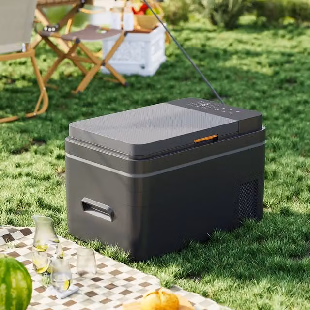 Komore Car Mini Fridge in Grey and Black, Width: 37 cm