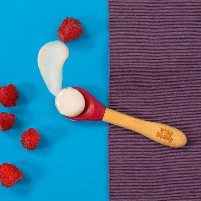 Tiny Dining Children's Bamboo Spoon with Red Silicone Tip