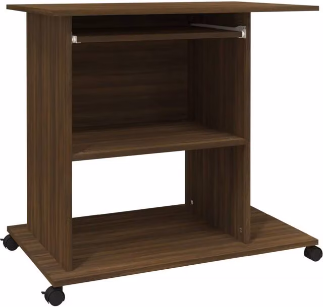 Berkfield Home Computer Desk in Brown Oak, W/D/H: 80 x 50 x 75 cm
