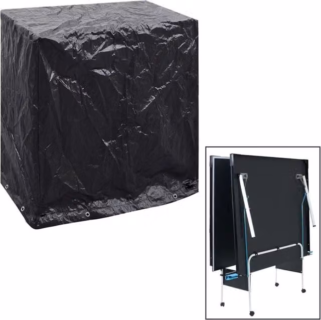 Berkfield Home Water Repellent Table Tennis Table Cover in Black, W/D/H: 160 x 55 x 182 cm